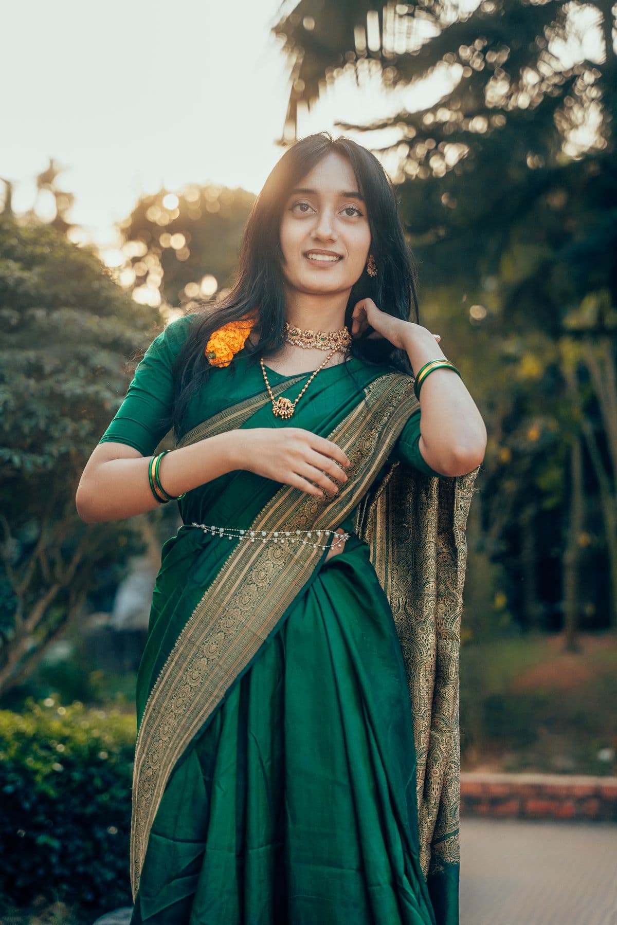 Bangdi Mor Pallu Emerald